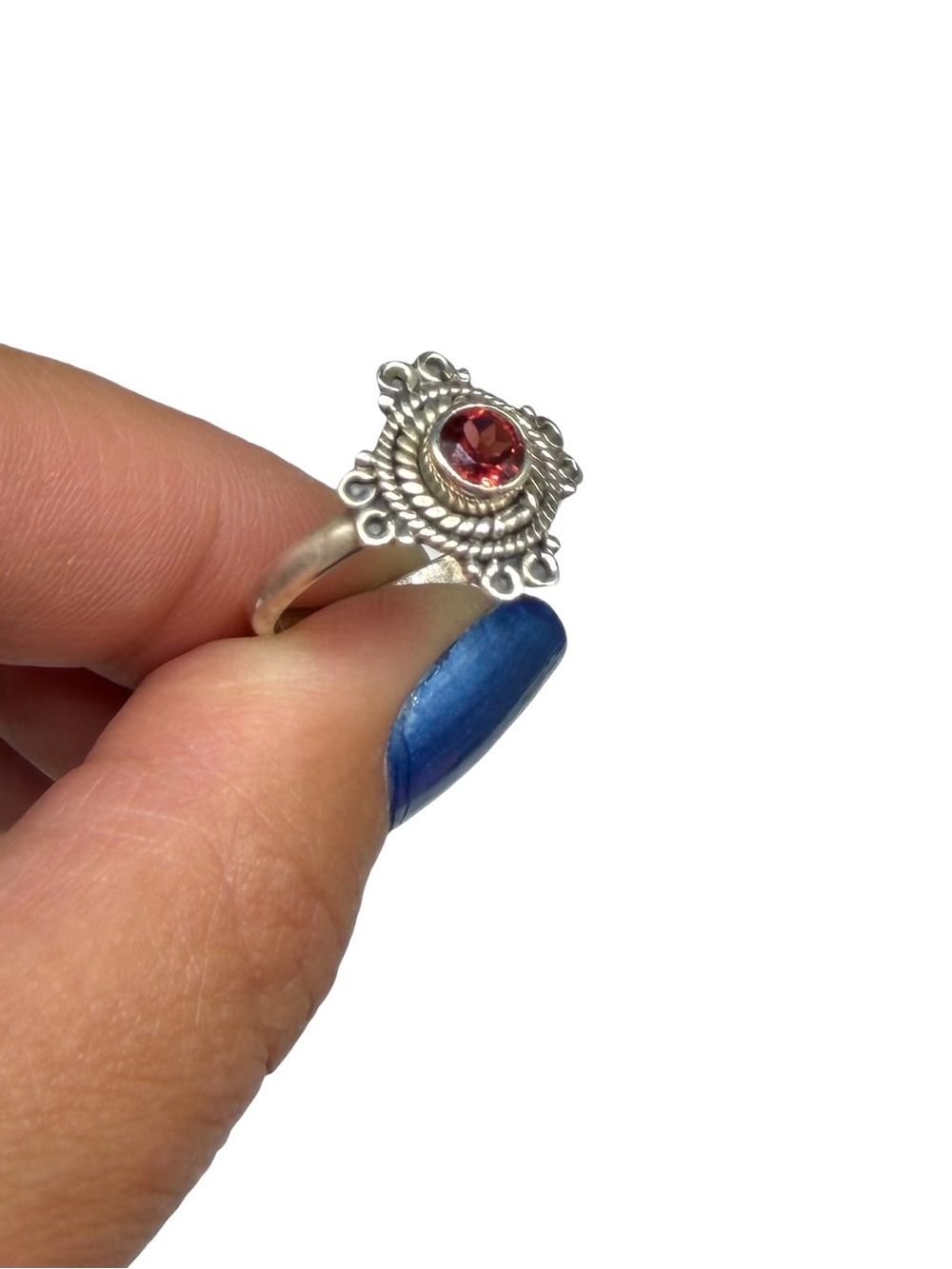 Garnet Ring Size 7 Solid 925 Sterling Silver - Picture 6 of 8